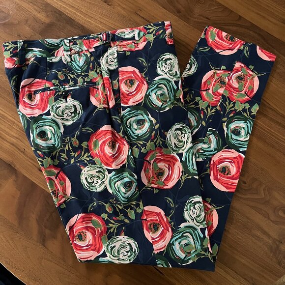 August McGregor Rose Print Pants - Picture 1 of 5